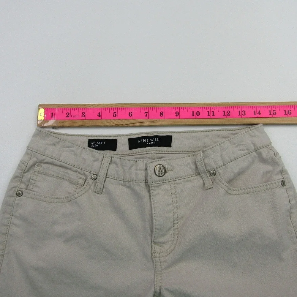 Beige Straight Leg Jeans 8/29 Nine West Mid Rise Stretch Embellished Pockets‎